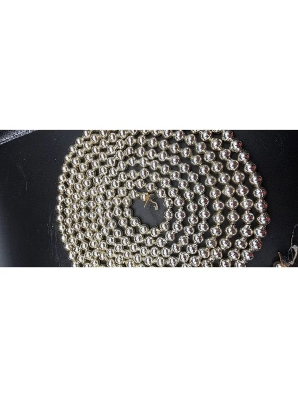 Vintage MCM Silver Mercury Glass Bead Garland Christmas Decor Two 8' Strands